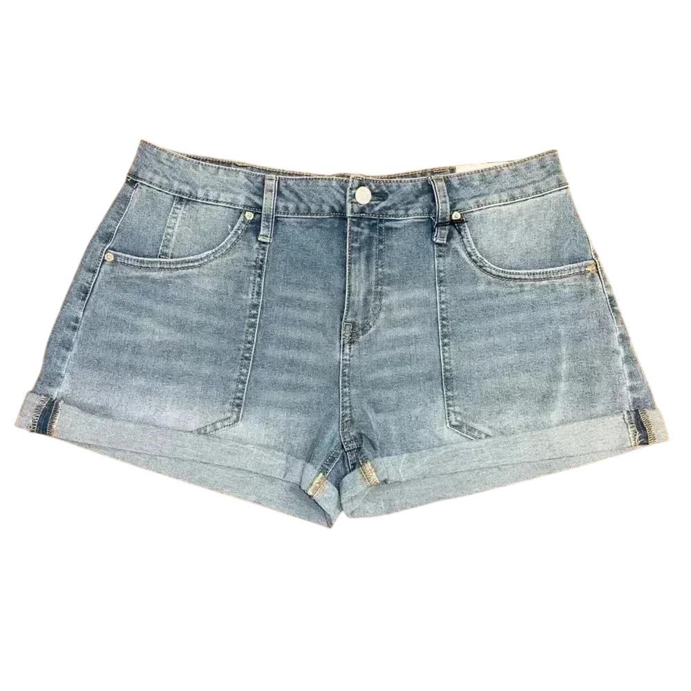 Vanilla Star Light Wash Denim Shorts Cuffed Hem Summer Casual‎ W29 F44